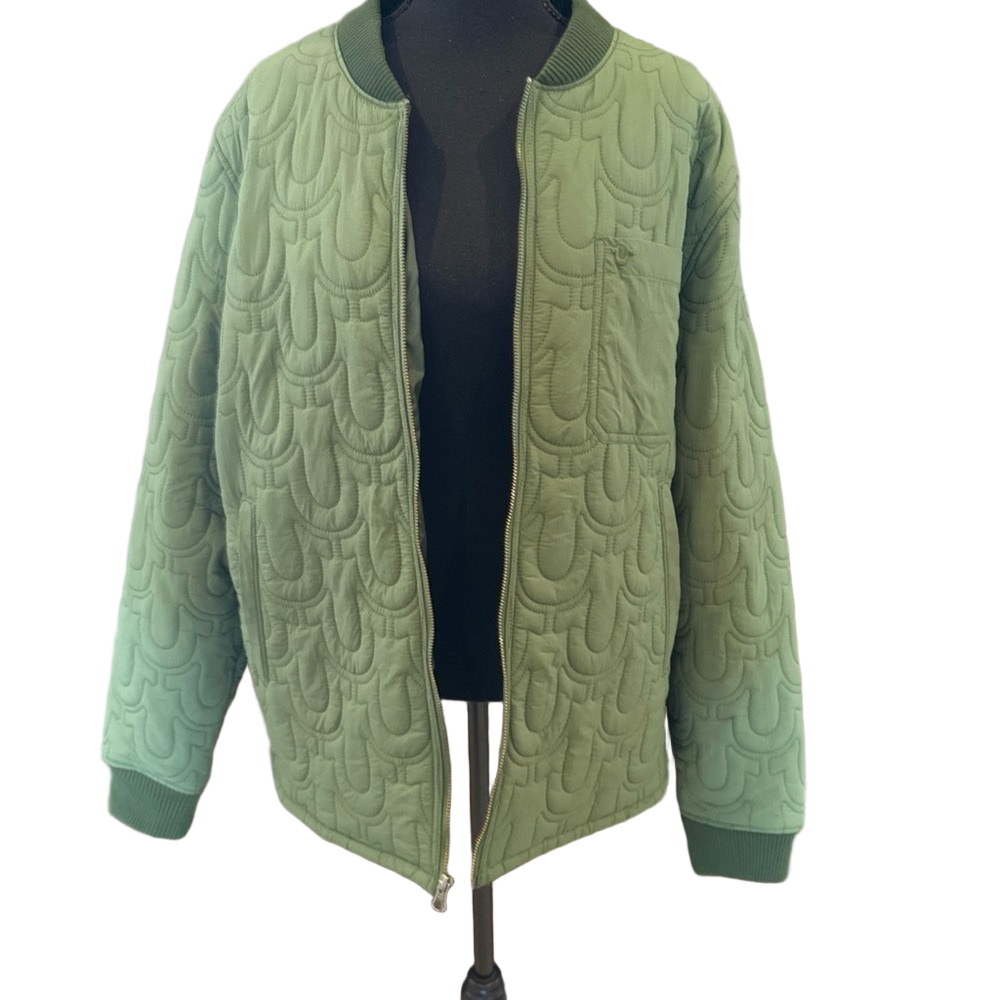 True Religion Green Nylon Bomber Jacket Men's 2XL